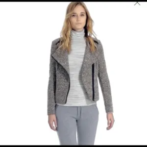 Club Monaco Boucle And Leather Jacket