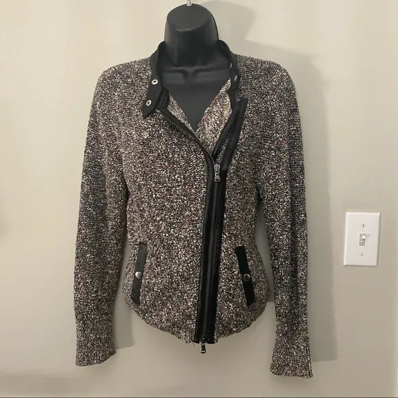 Club Monaco Boucle And Leather Jacket