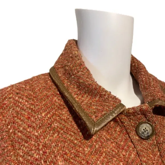 Coach Pink Herringbone Wool Tweed Trench Coat