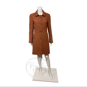 Coach Pink Herringbone Wool Tweed Trench Coat