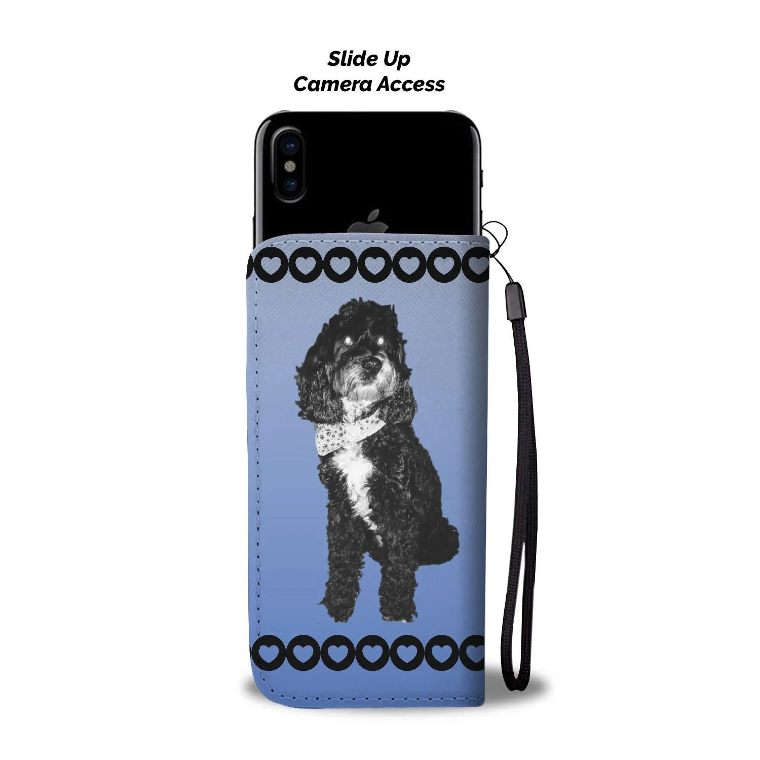 Cockapoo Phone Case Wallet - Black & White