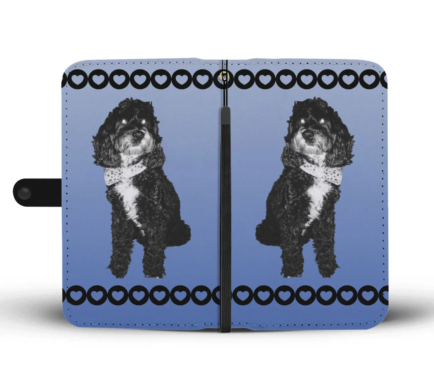 Cockapoo Phone Case Wallet - Black & White