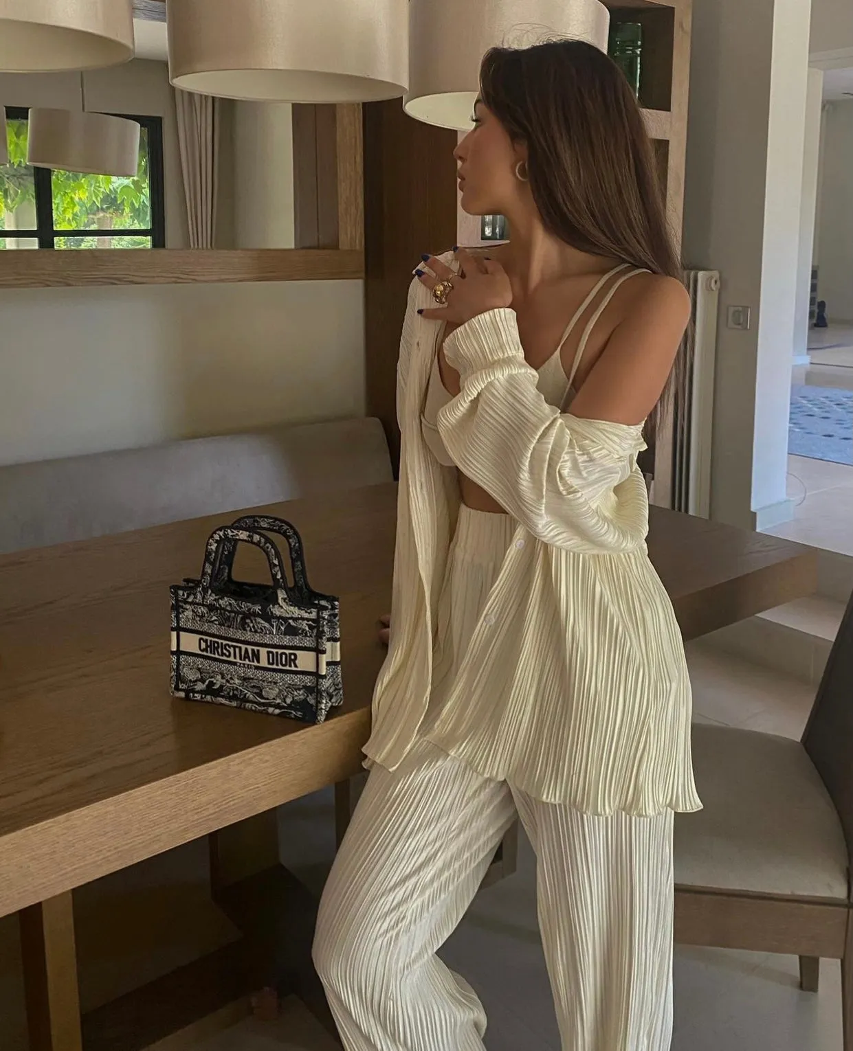 Cream Plisse Set