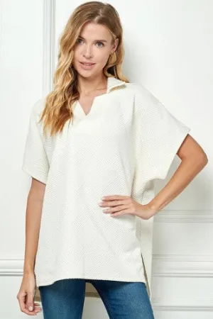 Cream Texture Drop Shoulder with Collar