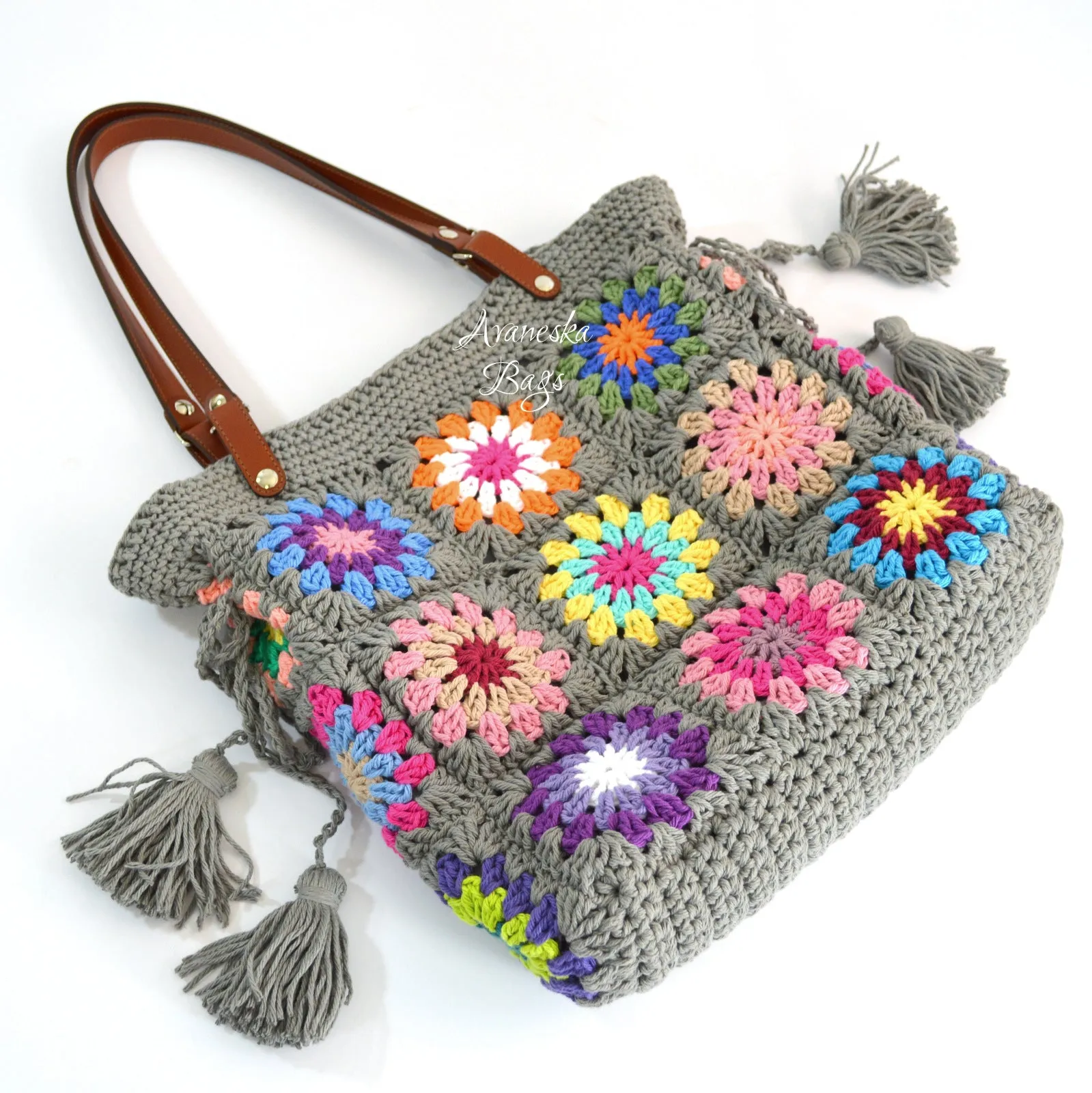 Crochet Granny Squares Tote Bag | DOLORES
