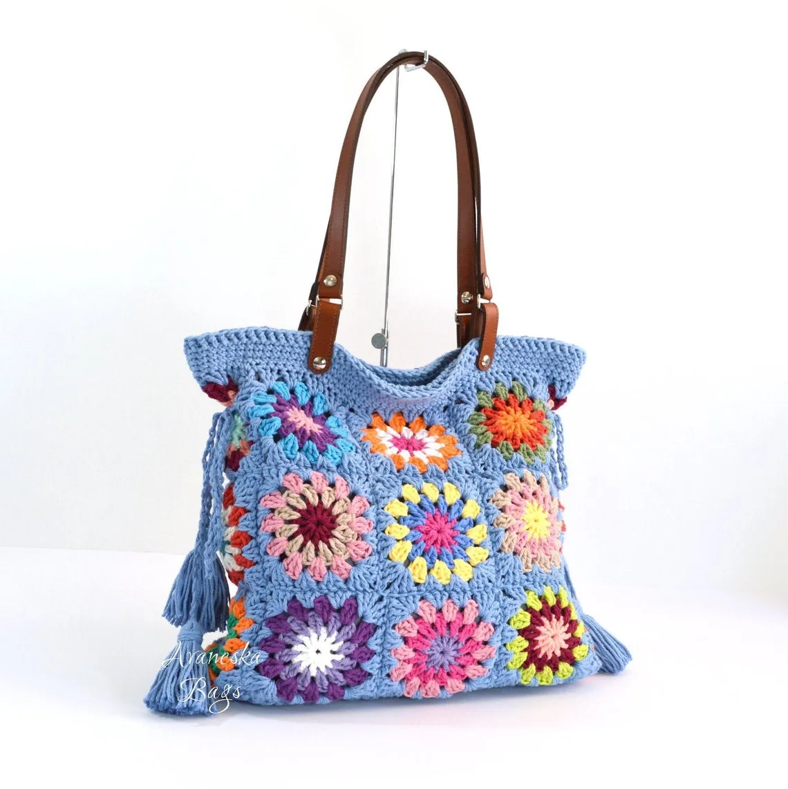 Crochet Granny Squares Tote Bag | DOLORES