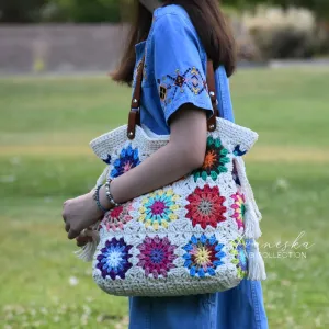 Crochet Granny Squares Tote Bag | DOLORES