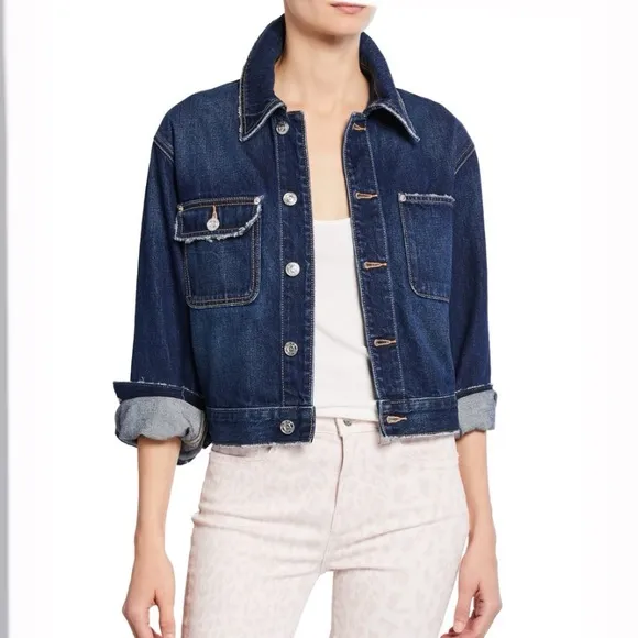 Current/Elliott The Denim 100% Cotton Oversized Cropped Sammy Jacket