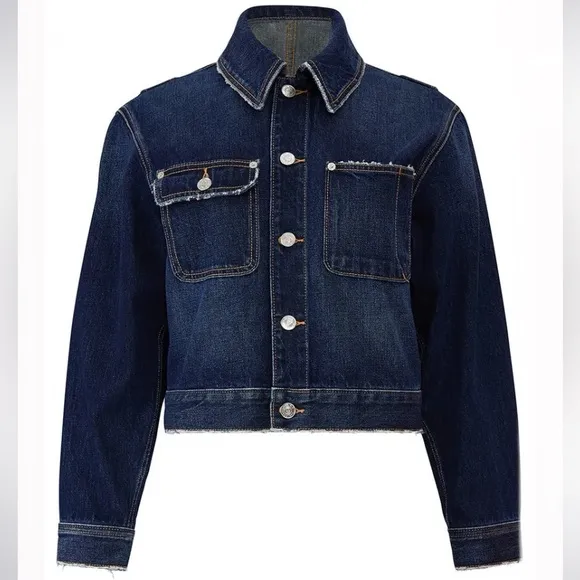 Current/Elliott The Denim 100% Cotton Oversized Cropped Sammy Jacket