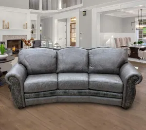 Custom Curved El Dorado Sofa in Fargo Gray & Aged Gator Gray
