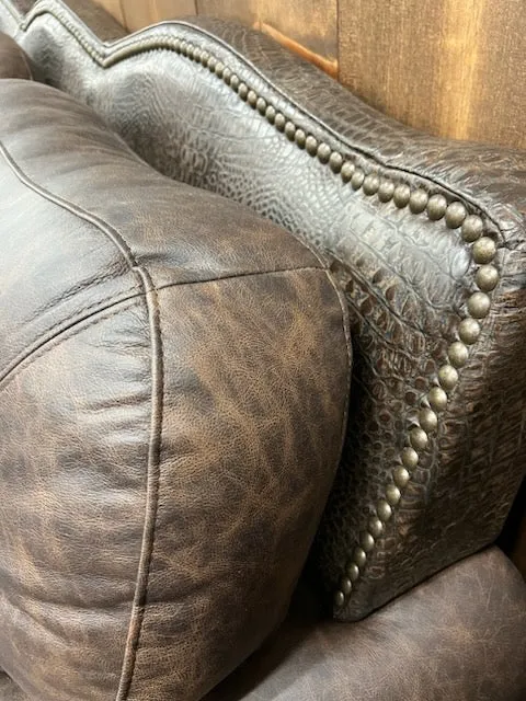 Custom El Dorado Deep-Set Straight Sofa in Fargo TX and Saddle Croc