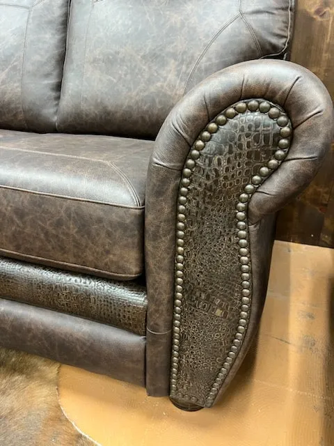 Custom El Dorado Deep-Set Straight Sofa in Fargo TX and Saddle Croc