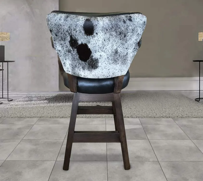 Custom Leather Barstool in Black & Cowhide