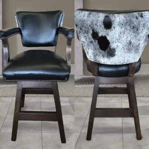 Custom Leather Barstool in Black & Cowhide