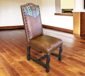 Custom Leather Dining Room Chair in Monoco Honey & Aztec