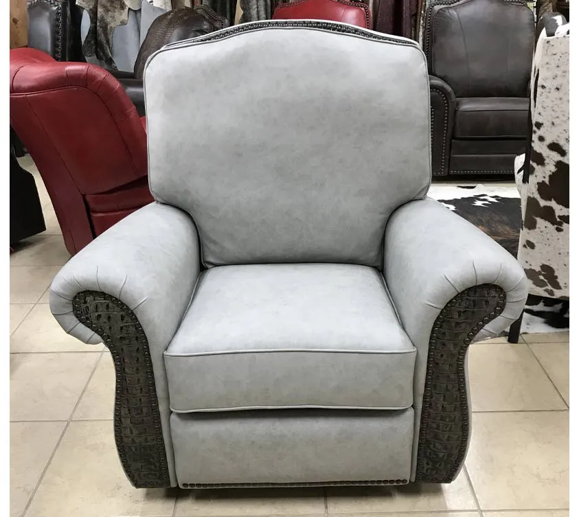 Custom Silverado Swivel Recliner in Cloud Grey