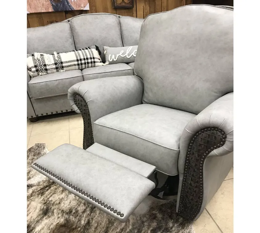 Custom Silverado Swivel Recliner in Cloud Grey