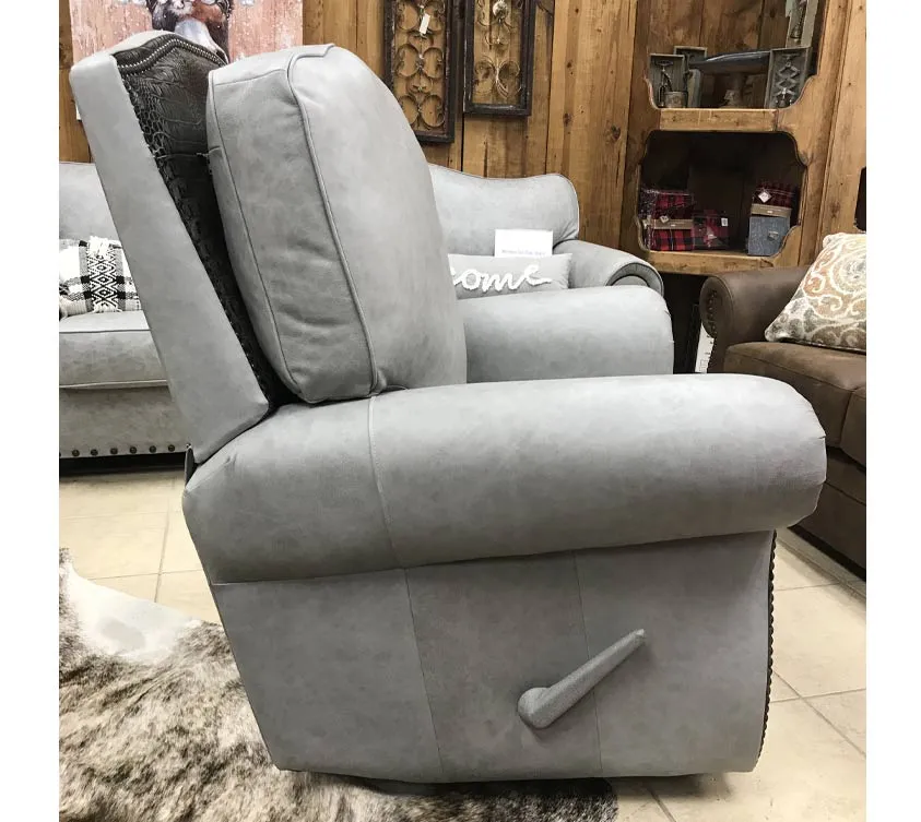 Custom Silverado Swivel Recliner in Cloud Grey