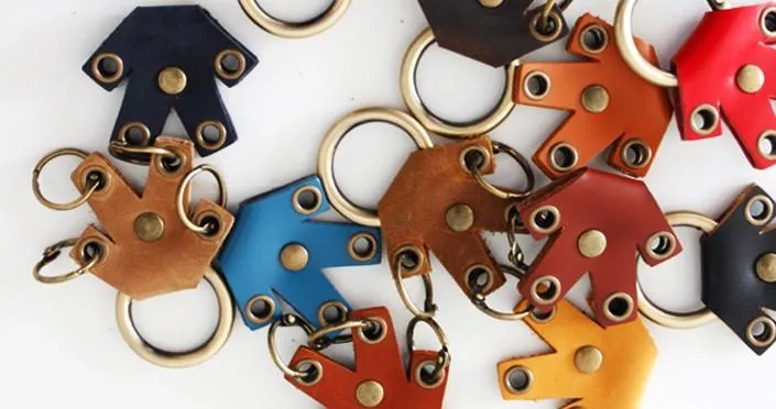 Cute Mini Keyring Keychain Handmade Leather Women Personalized Monogrammed Gift Custom Wallet