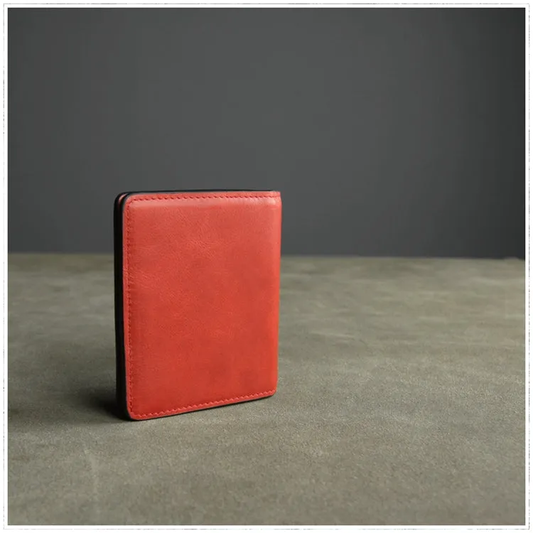 Cute Women Rose Red Leather Small Bifold Wallet Billfold Wallet with Coin Pocket For Women
