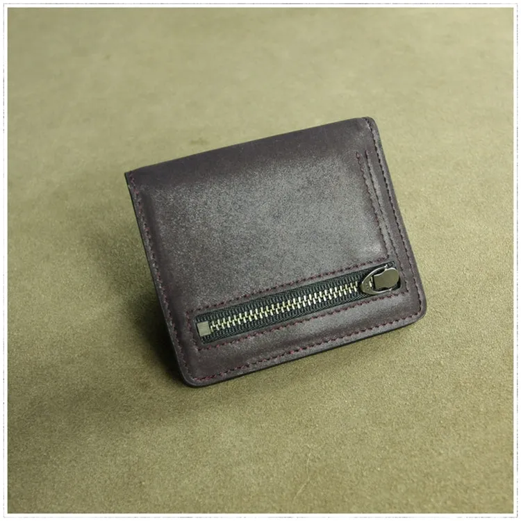 Cute Women Rose Red Leather Small Bifold Wallet Billfold Wallet with Coin Pocket For Women