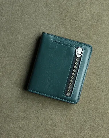 Cute Women White Leather Small Bifold Wallet Billfold Wallet with Coin Pocket For Women