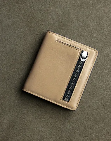 Cute Women White Leather Small Bifold Wallet Billfold Wallet with Coin Pocket For Women