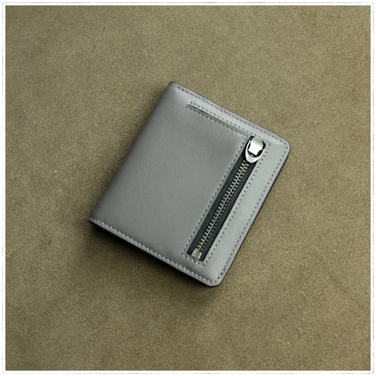 Cute Women White Leather Small Bifold Wallet Billfold Wallet with Coin Pocket For Women