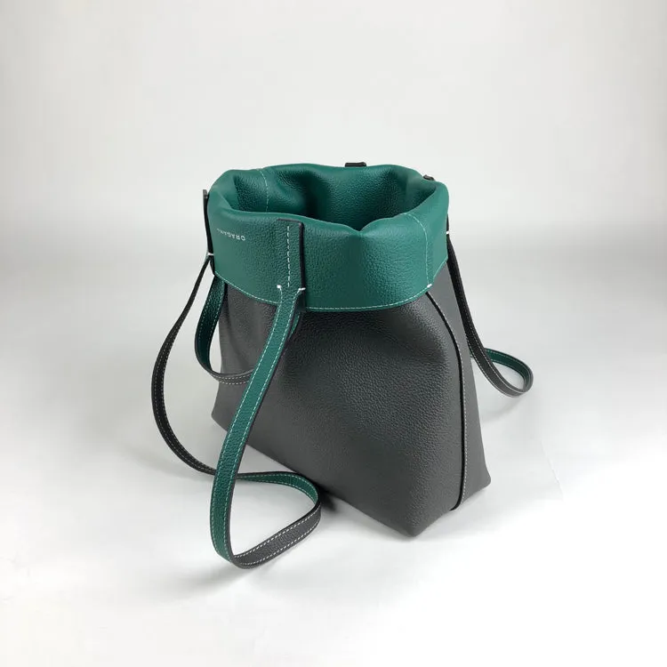 Cute Womens Black&Orange Leather Shoulder Tote Bag Best Tote Handbag Shopper Bag Purse for Ladies
