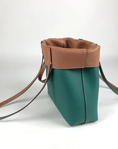 Cute Womens Black&Orange Leather Shoulder Tote Bag Best Tote Handbag Shopper Bag Purse for Ladies