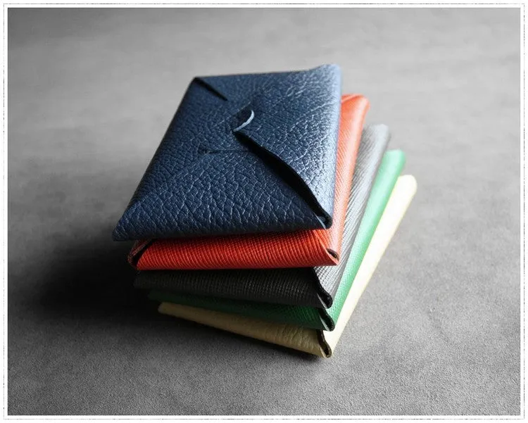 Cute Womens Green Leather Envelope Wallet Slim Clutch Purse Checkbook Long Wallet for Women