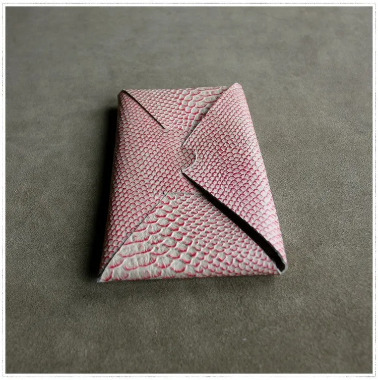 Cute Womens Green Leather Envelope Wallet Slim Clutch Purse Checkbook Long Wallet for Women