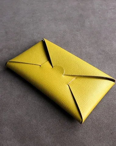 Cute Womens Green Leather Envelope Wallet Slim Clutch Purse Checkbook Long Wallet for Women