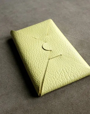 Cute Womens Green Leather Envelope Wallet Slim Clutch Purse Checkbook Long Wallet for Women