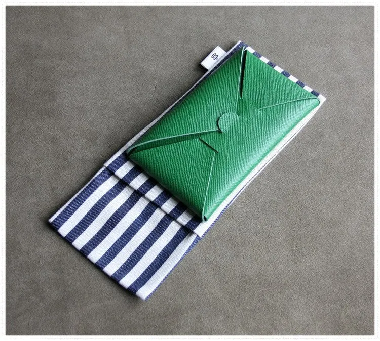 Cute Womens Green Leather Envelope Wallet Slim Clutch Purse Checkbook Long Wallet for Women