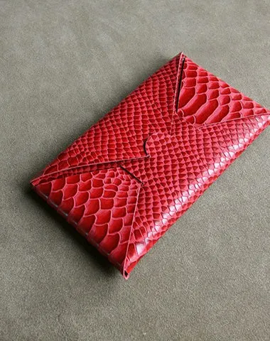 Cute Womens Green Leather Envelope Wallet Slim Clutch Purse Checkbook Long Wallet for Women