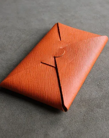 Cute Womens Green Leather Envelope Wallet Slim Clutch Purse Checkbook Long Wallet for Women