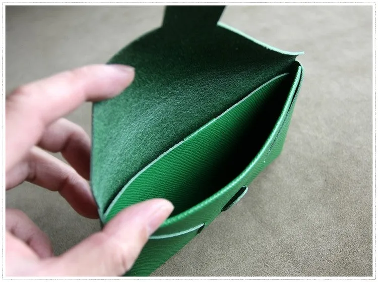 Cute Womens Green Leather Envelope Wallet Slim Clutch Purse Checkbook Long Wallet for Women