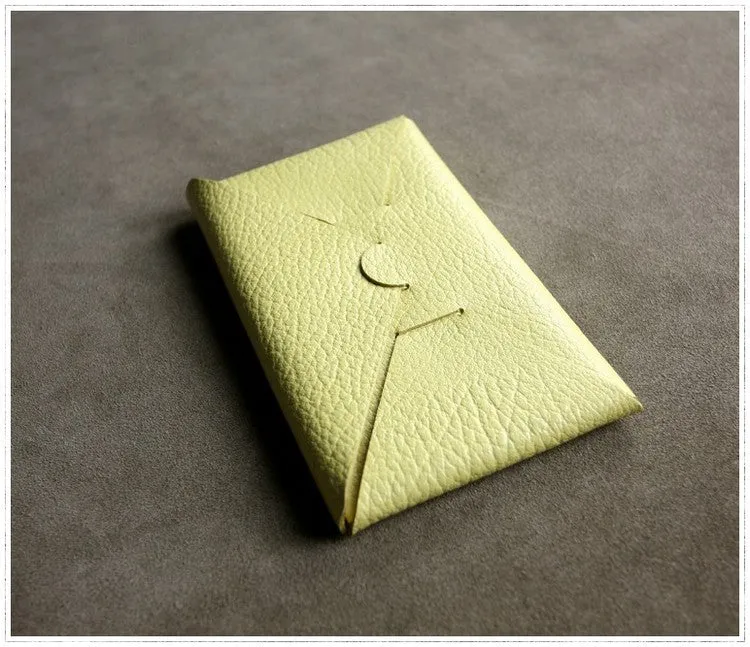 Cute Womens Green Leather Envelope Wallet Slim Clutch Purse Checkbook Long Wallet for Women