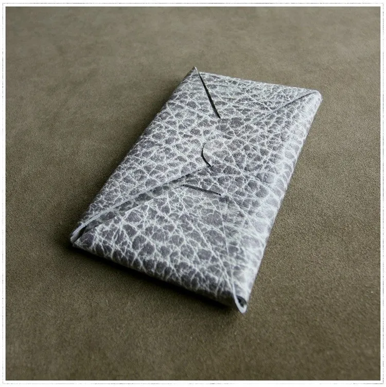 Cute Womens Green Leather Envelope Wallet Slim Clutch Purse Checkbook Long Wallet for Women