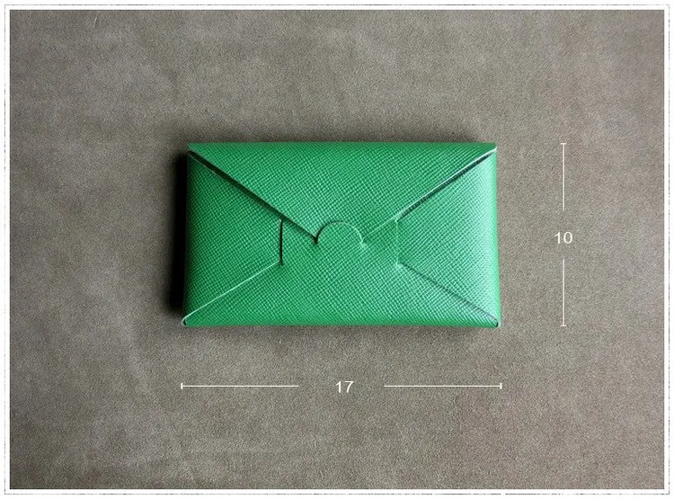Cute Womens Green Leather Envelope Wallet Slim Clutch Purse Checkbook Long Wallet for Women