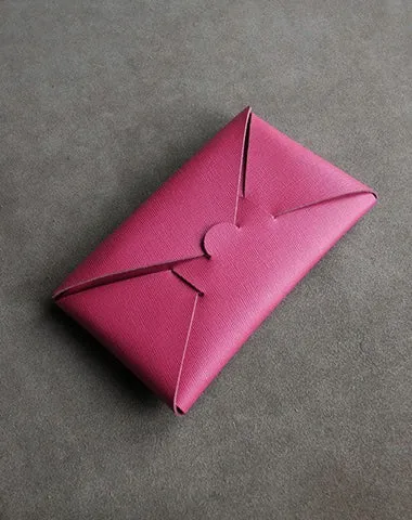Cute Womens Green Leather Envelope Wallet Slim Clutch Purse Checkbook Long Wallet for Women