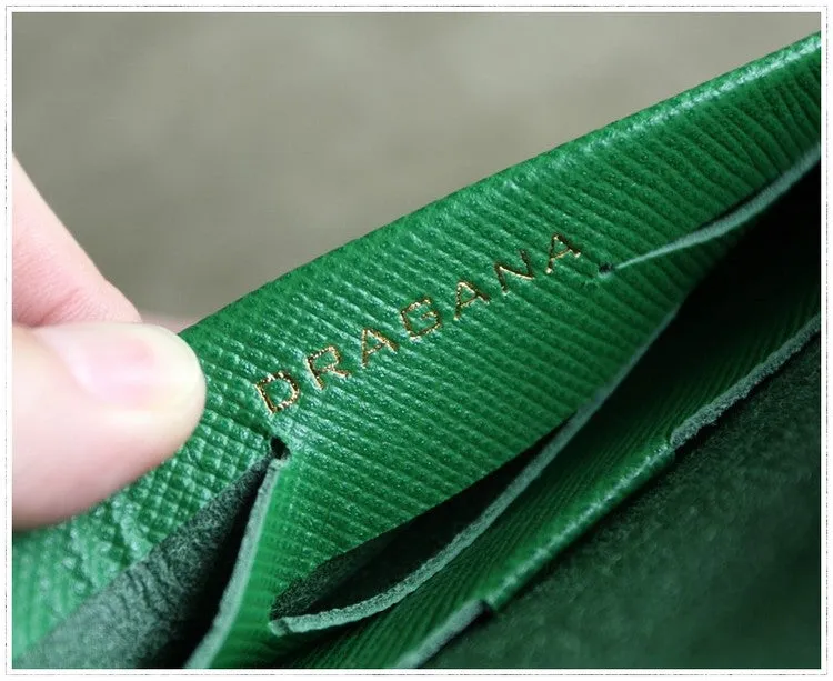 Cute Womens Green Leather Envelope Wallet Slim Clutch Purse Checkbook Long Wallet for Women