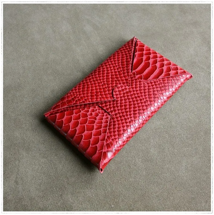 Cute Womens Green Leather Envelope Wallet Slim Clutch Purse Checkbook Long Wallet for Women