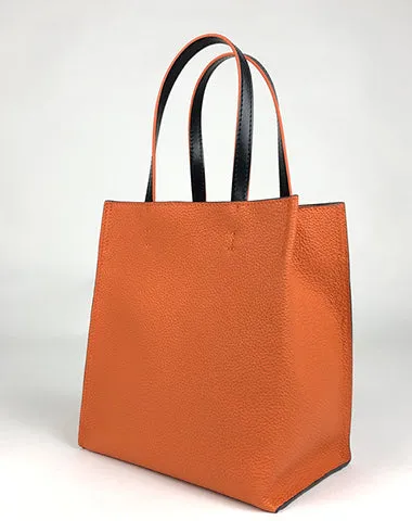 Cute Womens Khaki Leather Tote Bag Best Tote Handbag Small Shopper Bag Purse for Ladies