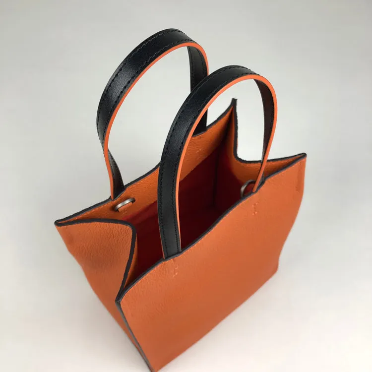 Cute Womens Khaki Leather Tote Bag Best Tote Handbag Small Shopper Bag Purse for Ladies