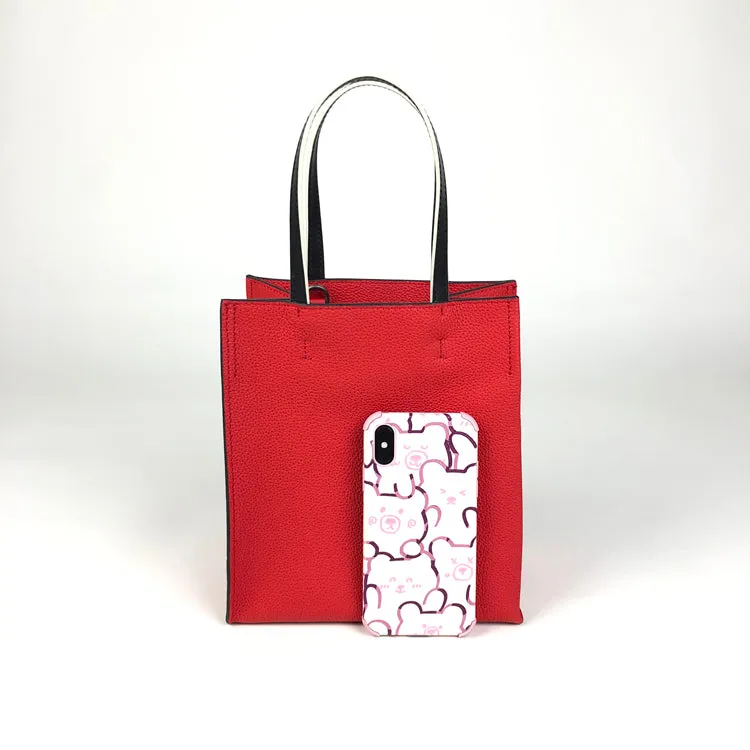 Cute Womens Khaki Leather Tote Bag Best Tote Handbag Small Shopper Bag Purse for Ladies