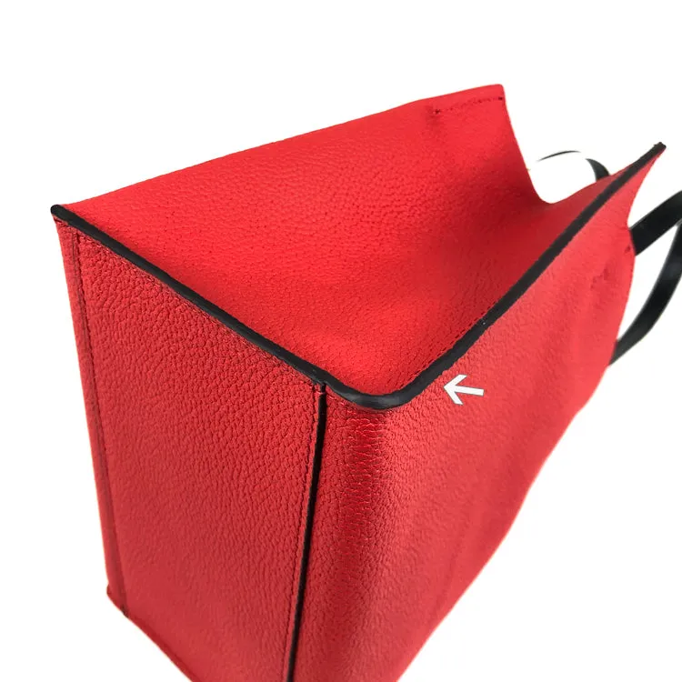 Cute Womens Orange Leather Tote Bag Best Tote Handbag Small Shopper Bag Purse for Ladies