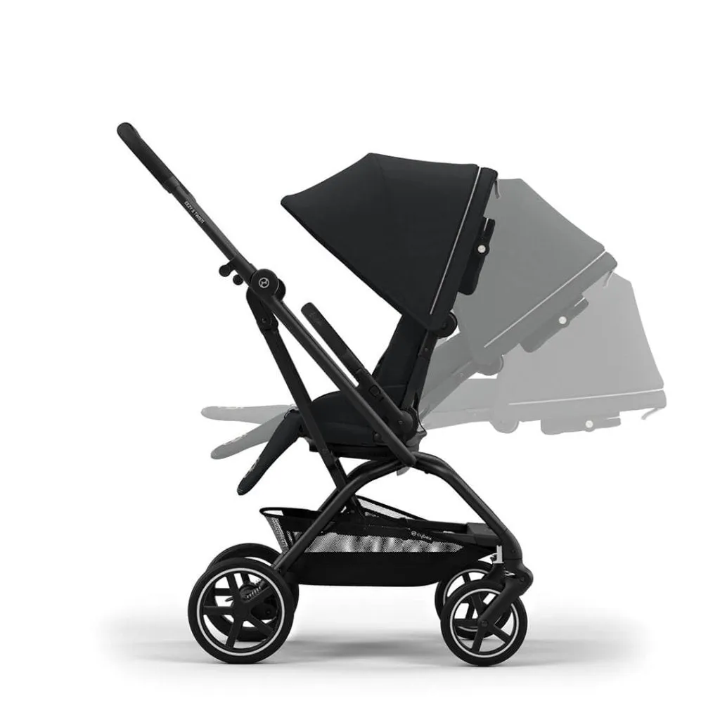 CYBEX Eezy S Twist 2 Compact Travel Pushchair With Black Frame - Magic Black