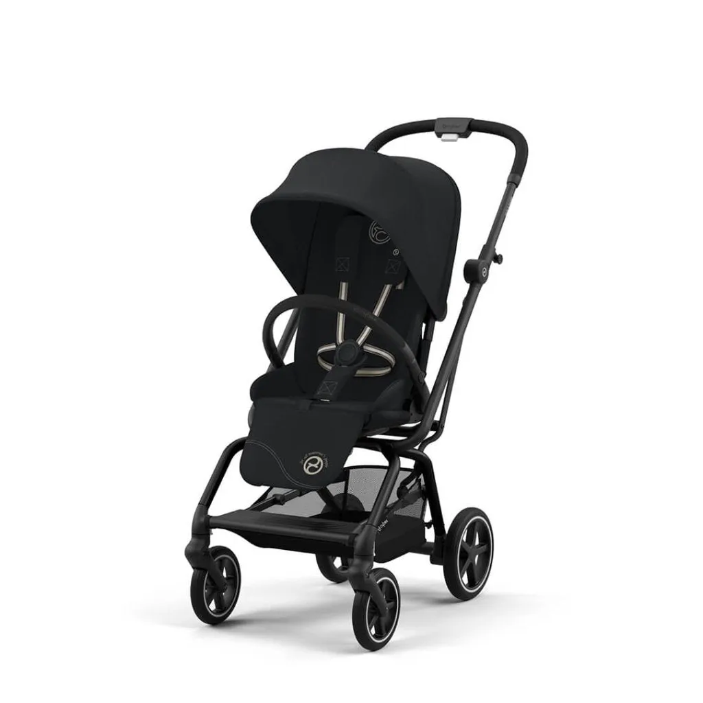 CYBEX Eezy S Twist 2 Compact Travel Pushchair With Black Frame - Magic Black